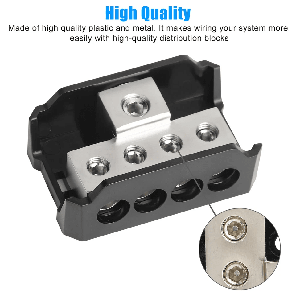 1 In 4 Out Power Ground Distribution Block 0/2/4 Gauge Input Gauge Output for Car Audio Amp and Stereo System