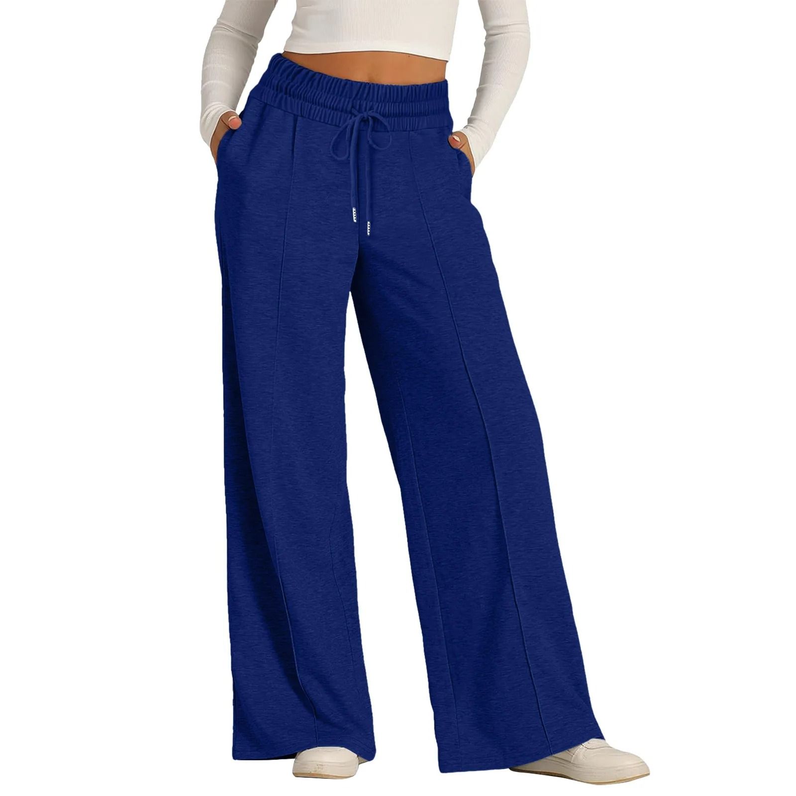 Womens Summer Tie Strap Wide Leg Jumpsuit Stretchy Casual Loose Pants