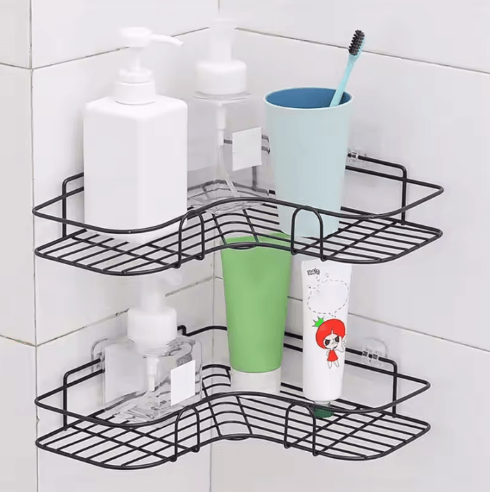 Iron Triangle Rack for Kitchen & Bathroom – Thickened Durable Corner Storage Shelf