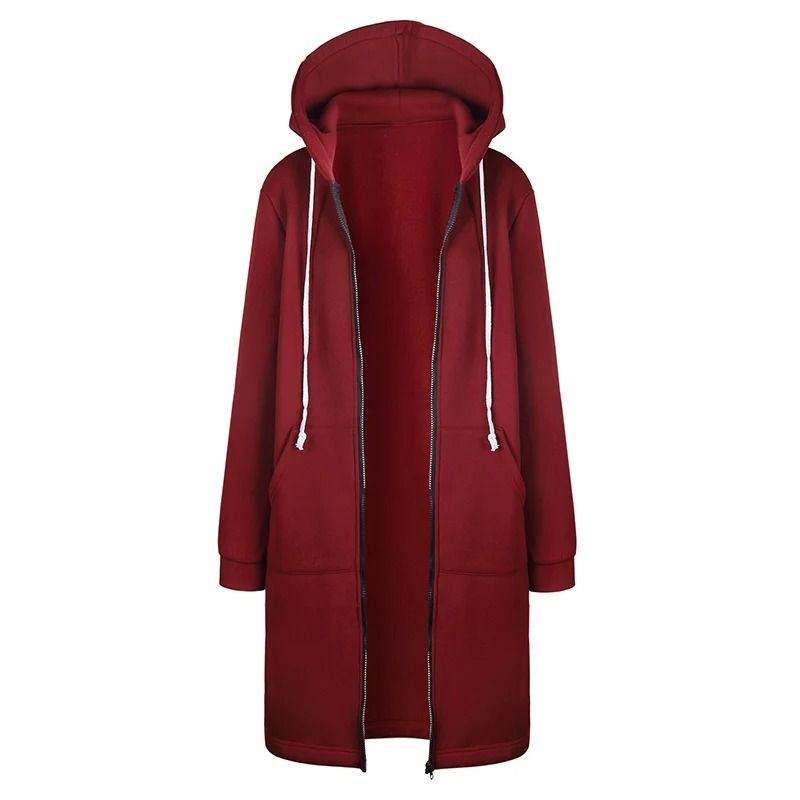 Womens Thick Hooded Maxi Jacket Parka Loose Zipper Pocket Sweatshirt Dress