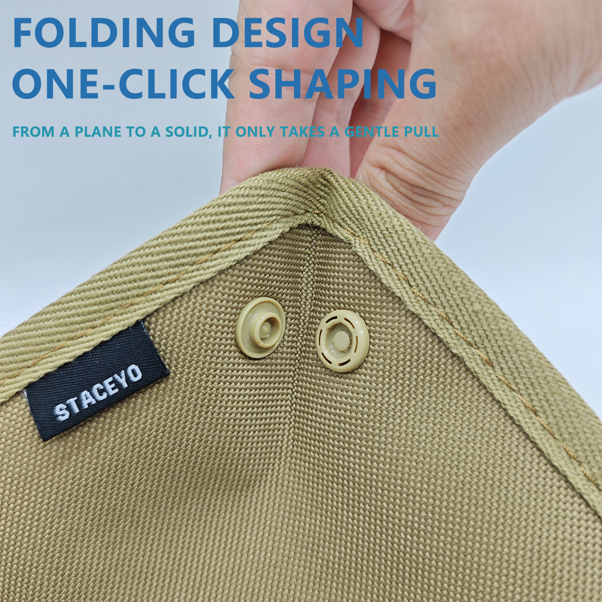 Oxford Fabric Foldable Storage Tray, Khaki Office Desktop Tray for Camping & Organization