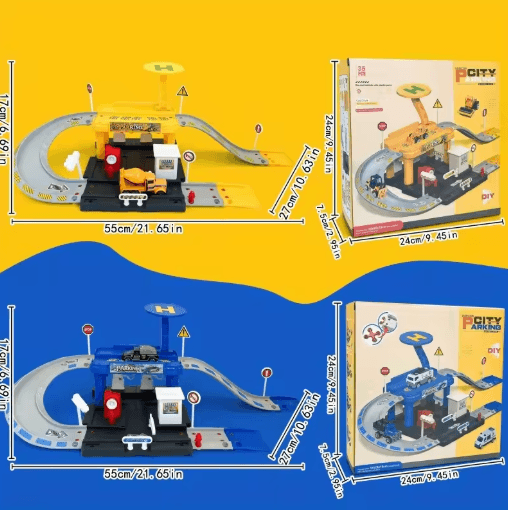 Interactive City Car Track Set with Parking Lot Road Play System