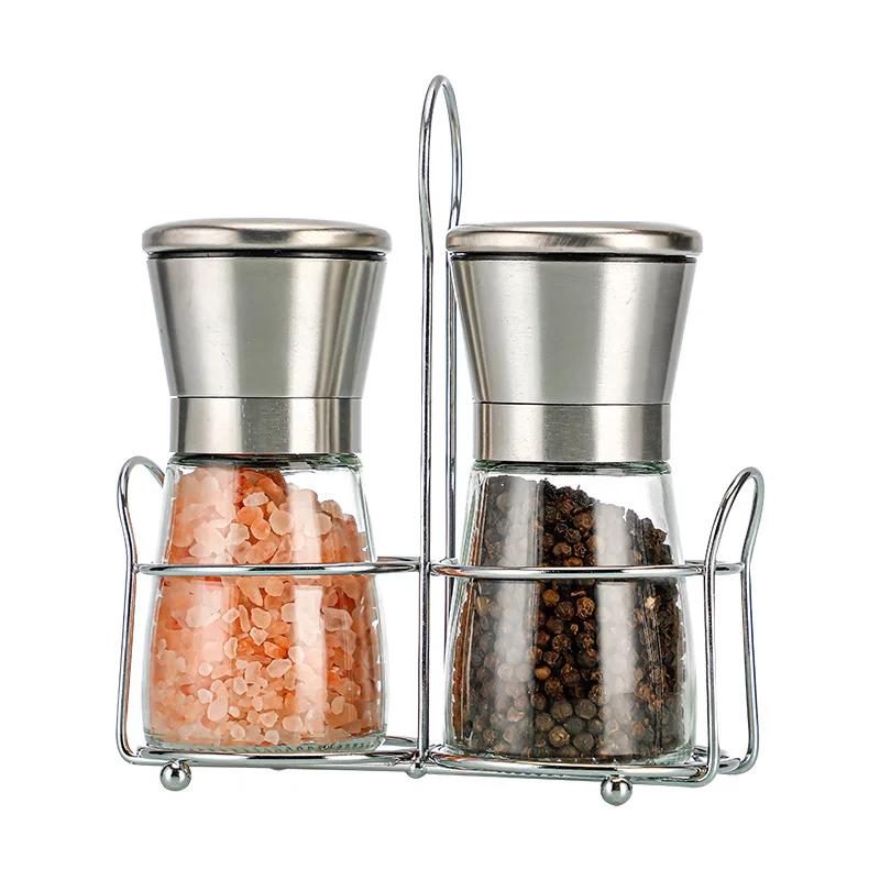 Ergonomic Adjustable Ceramic Core Pepper Grinder, Stainless Steel Spice Mill for Sea Salt, Camping, BBQ, Kitchen Use