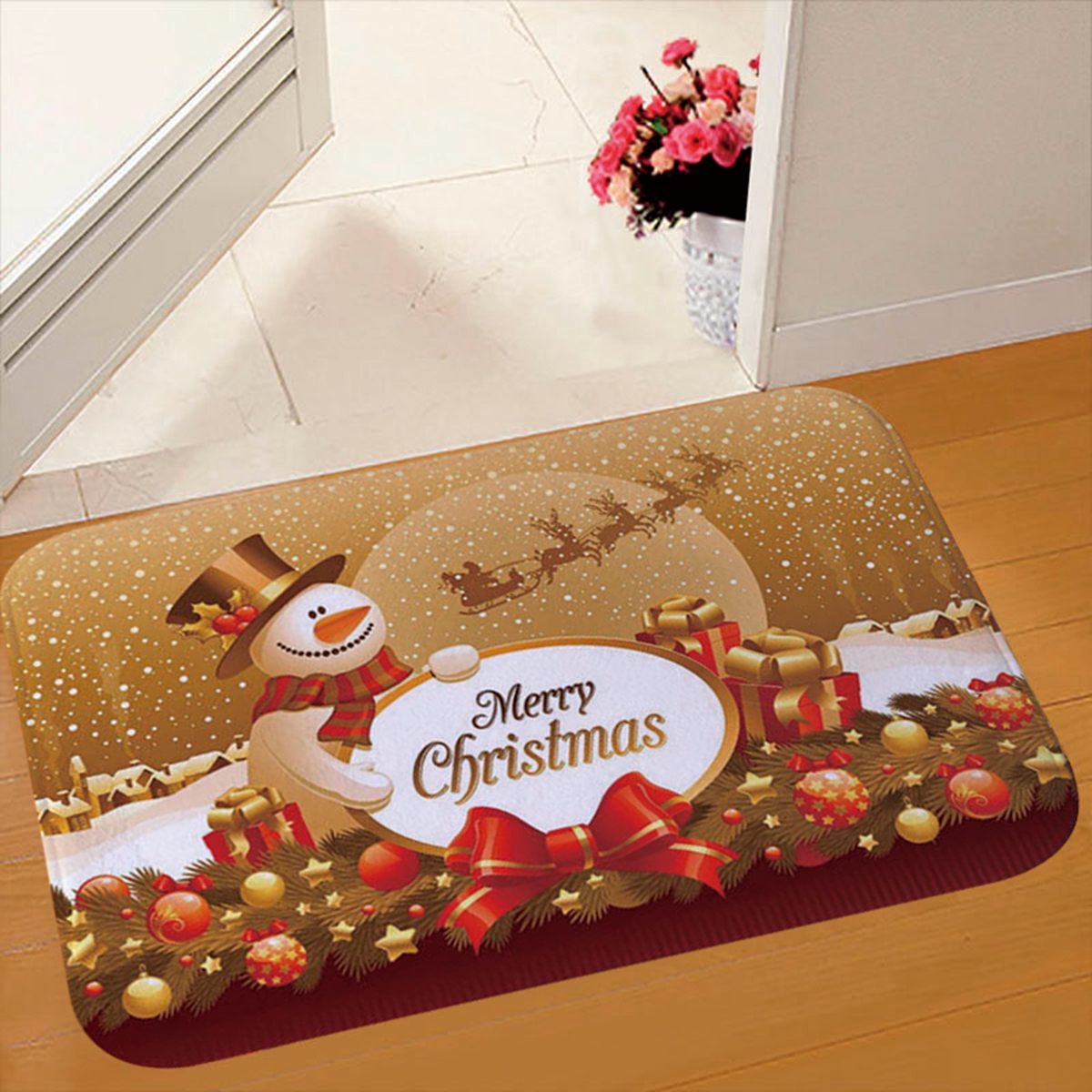 Christmas Door Mat, Santa Claus Outdoor Carpet, Merry Christmas Decorations for Home
