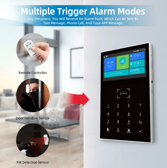 PG109 Smart Home Security Alarm System WIFI GSM with Touch Screen and App Control