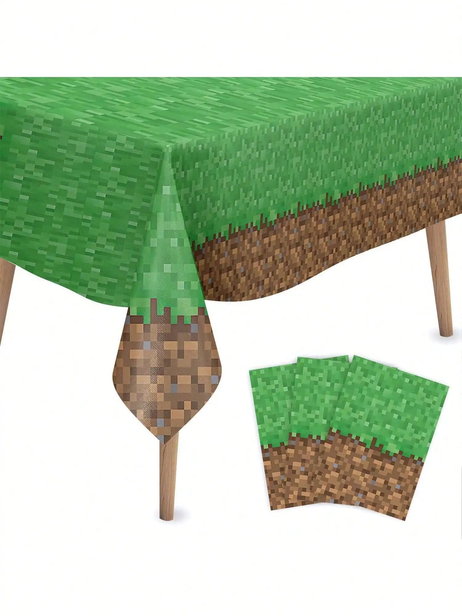 Pixel Style Grass Pattern Disposable Waterproof Tablecloth