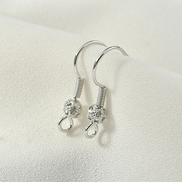 Wholesale 14K Gold-Plated Earring Hooks: 20PCS DIY Thick Flower Ball Spring Earwire Findings