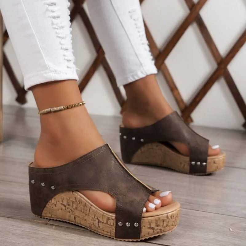 Womens Summer Wedge Sandals with Elegant Slip On Design