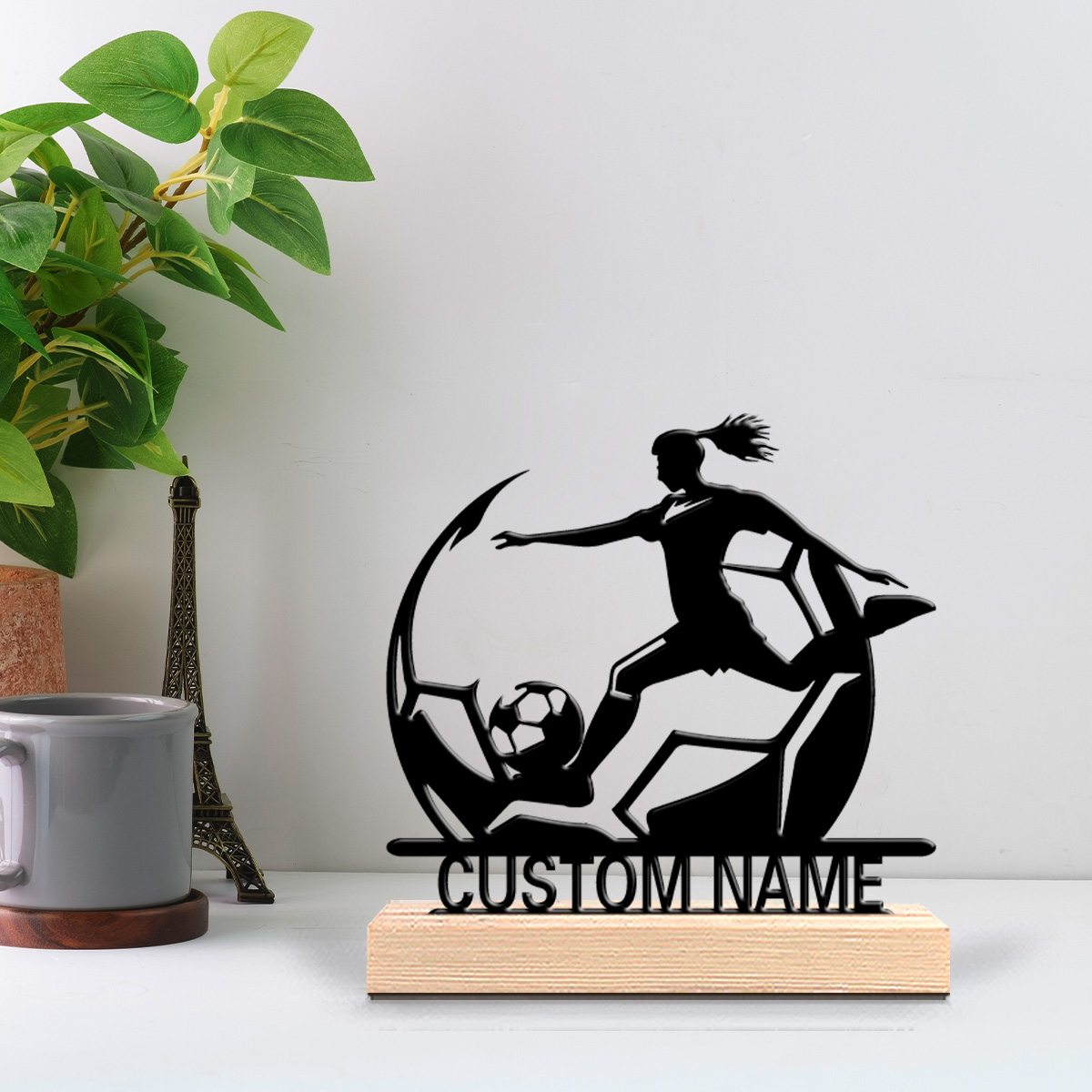 Custom Women's Soccer Metal Statues, Personalized Sports Enthusiast Gift for Bedrooms