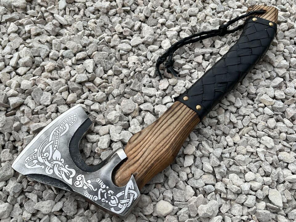 Viking Axe Custom Handmade Unique Carbon Steel Blade Camping Axe Christmas Gift,