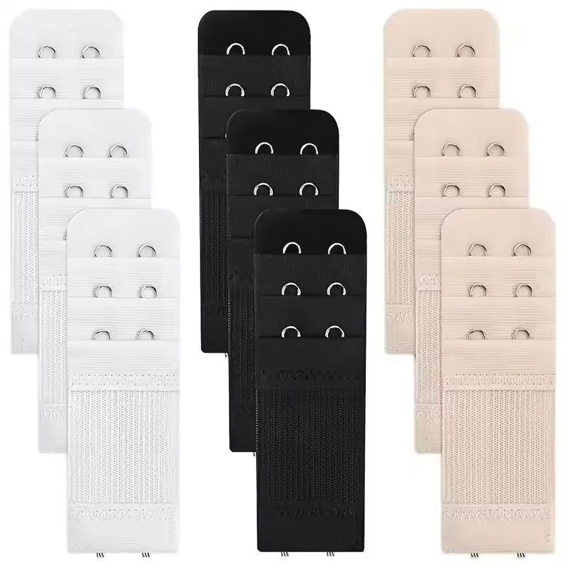 ComfyFit 9-Pack Adjustable Soft Bra Extenders – 2-Hook, 3-Row Band Extender Set
