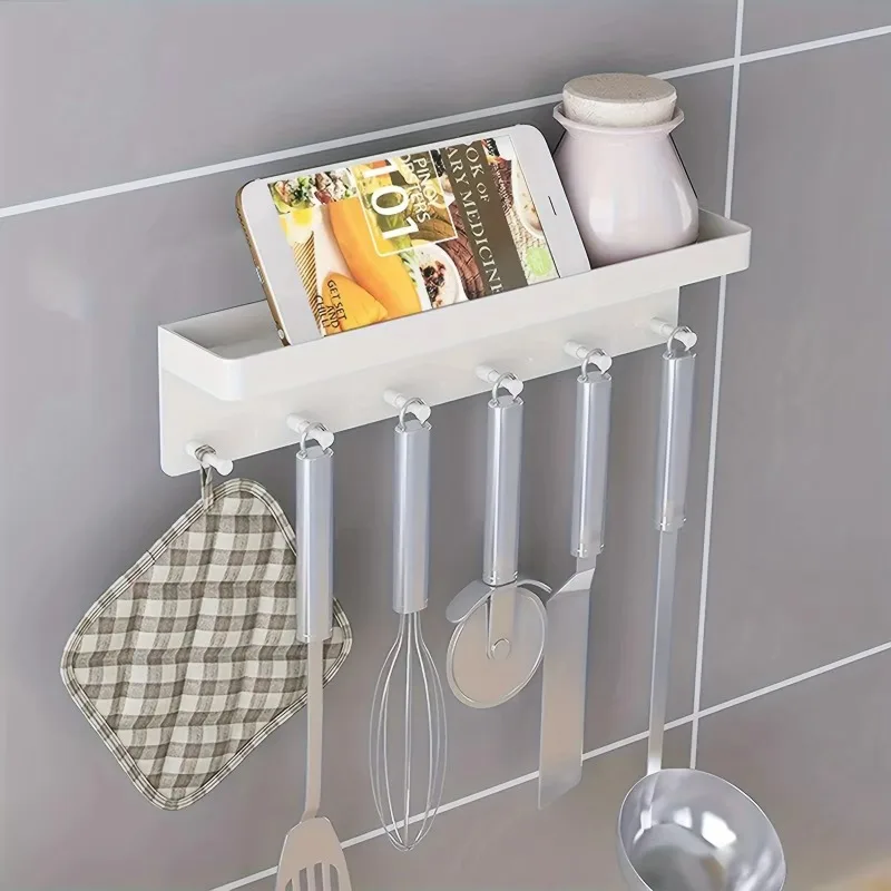 Wall-Mounted Key Holder with Mail Shelf and Hooks Organizer for Kitchen, Bathroom, and Entryway Storage