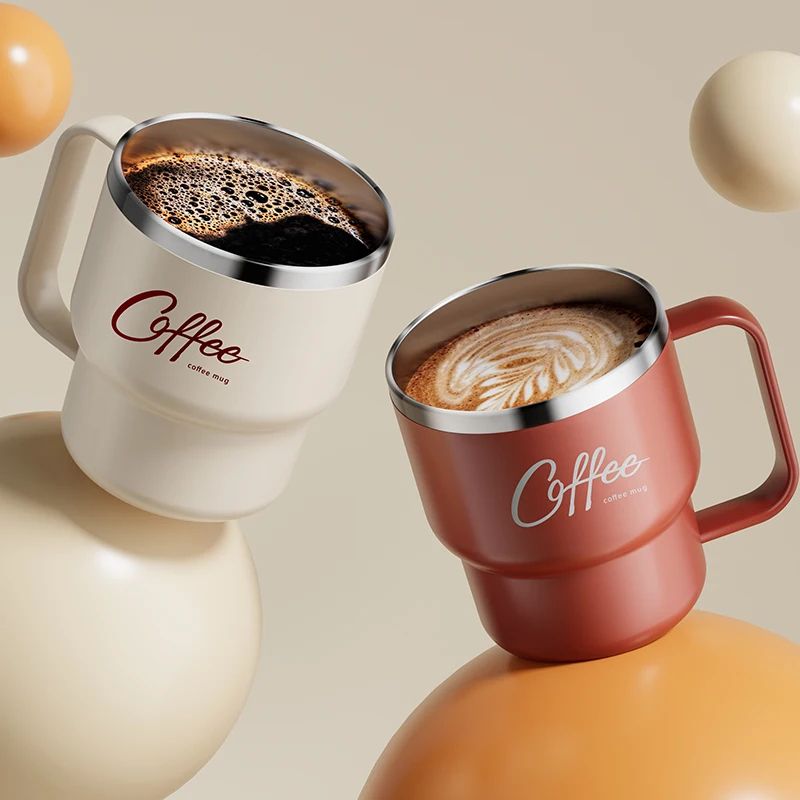 304 Stainless Steel Double Wall Insulated Coffee Mug – Leakproof Thermal Drink Cup 13.5 fl oz