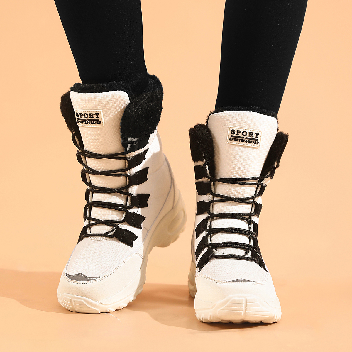 Winter Waterproof Snow Boots for Women, Comfortable Mid-Calf Hiking Boots, Warm & Durable for All Seasons