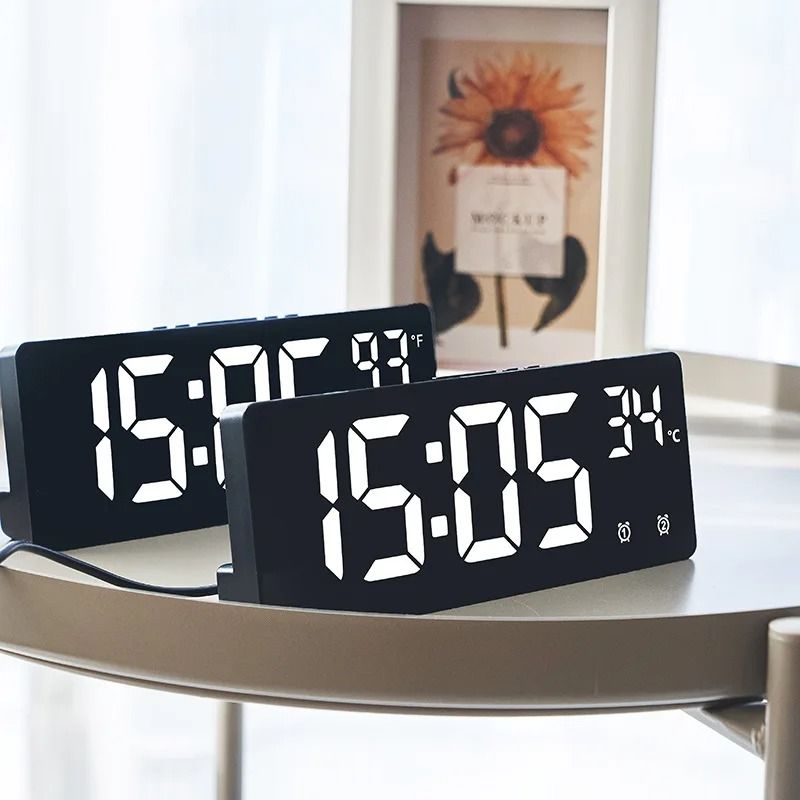 Smart Digital Alarm Clock Voice Control LED Desk Clock with Temperature Display