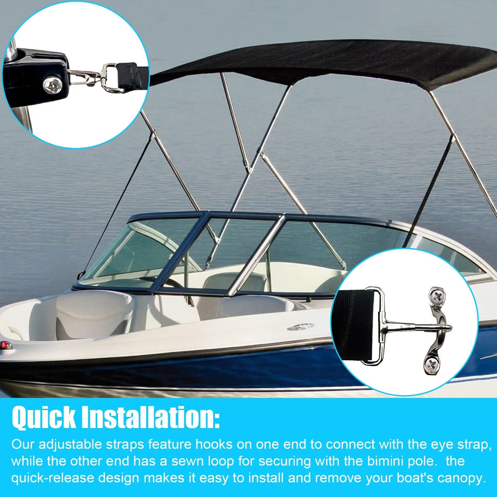 Adjustable Top Tie Down Straps with Stainless Steel Hooks