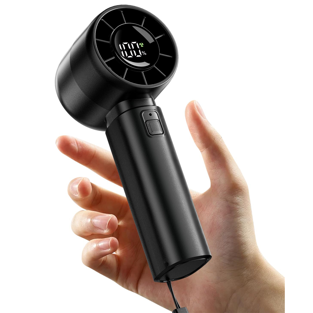4000mAh Handheld Mini Fan with LED Display, 5 Speed Turbo, Portable Rechargeable Fan for Travel, Beach, and Vacation