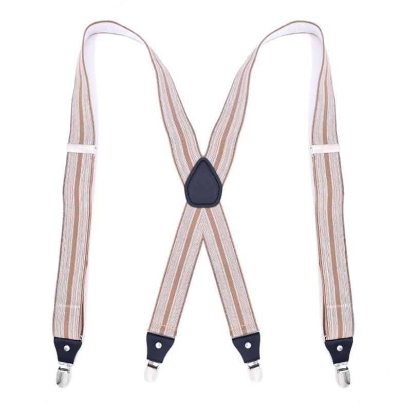 Heavy Duty Men's Suspenders – Adjustable Elastic X-Back Braces with Strong Clips