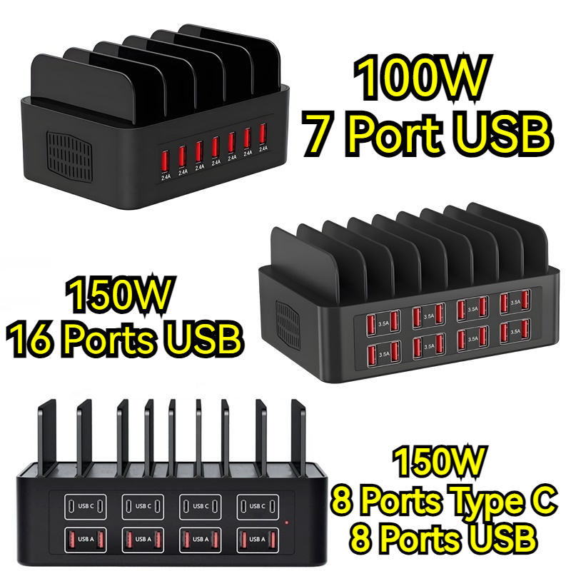 MAX Charging Station Stand, Type C Fast Charger Port For Ipad, Iphone, Samsung, Xiaomi Tablet