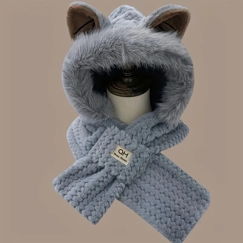 Womens Cat Ear Beanie with Pom Pom Soft Fleece Lined Winter Hat