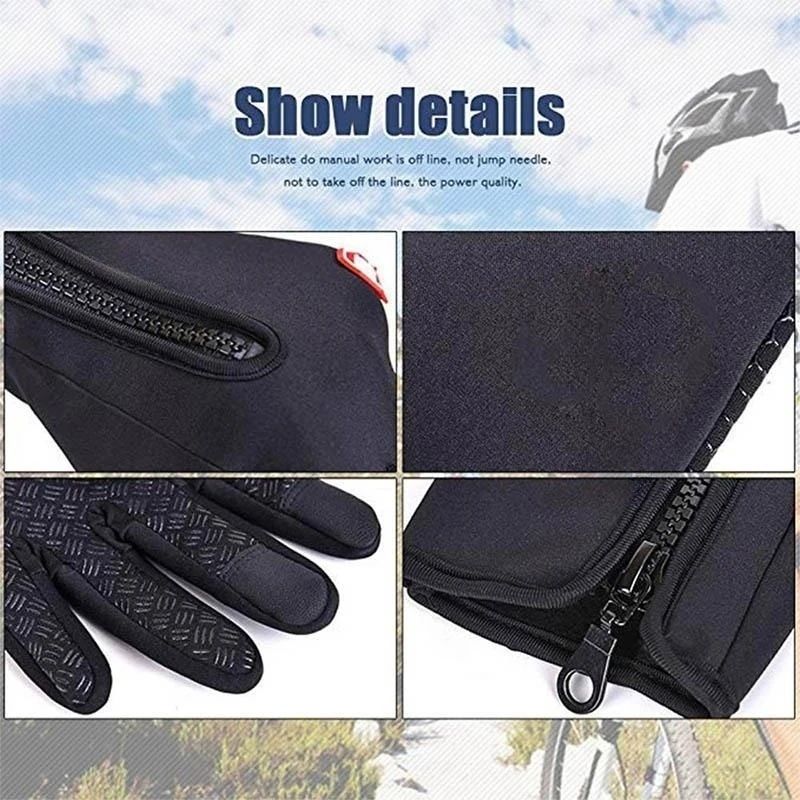 Waterproof Windproof Touchscreen Winter Gloves for Men – Warm Zipper Gloves for Riding & Driving