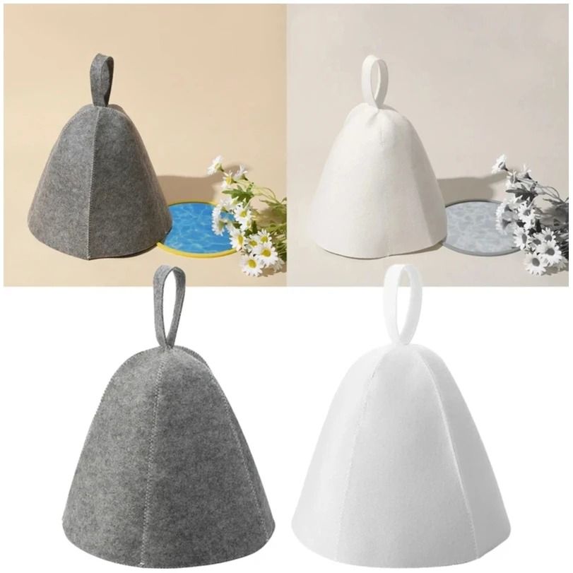 Anti-Heat Thicken Wool Felt Sauna Hat Bathroom Shower Cap & Hair Turban