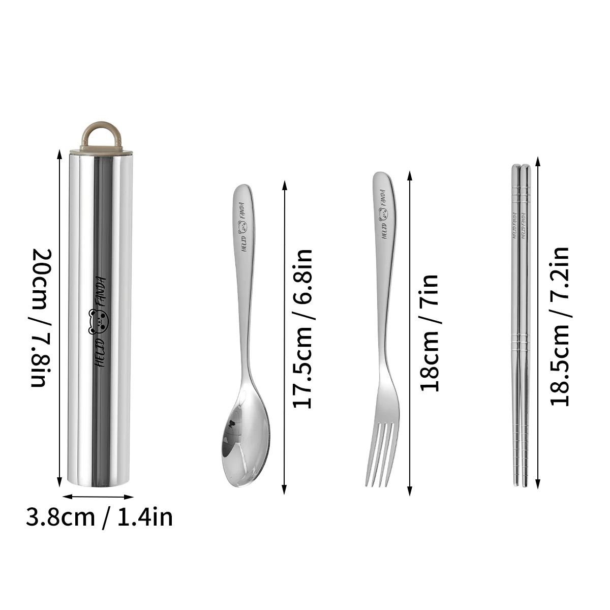 Portable Stainless Steel Cutlery Set with Case Fork Spoon Chopsticks