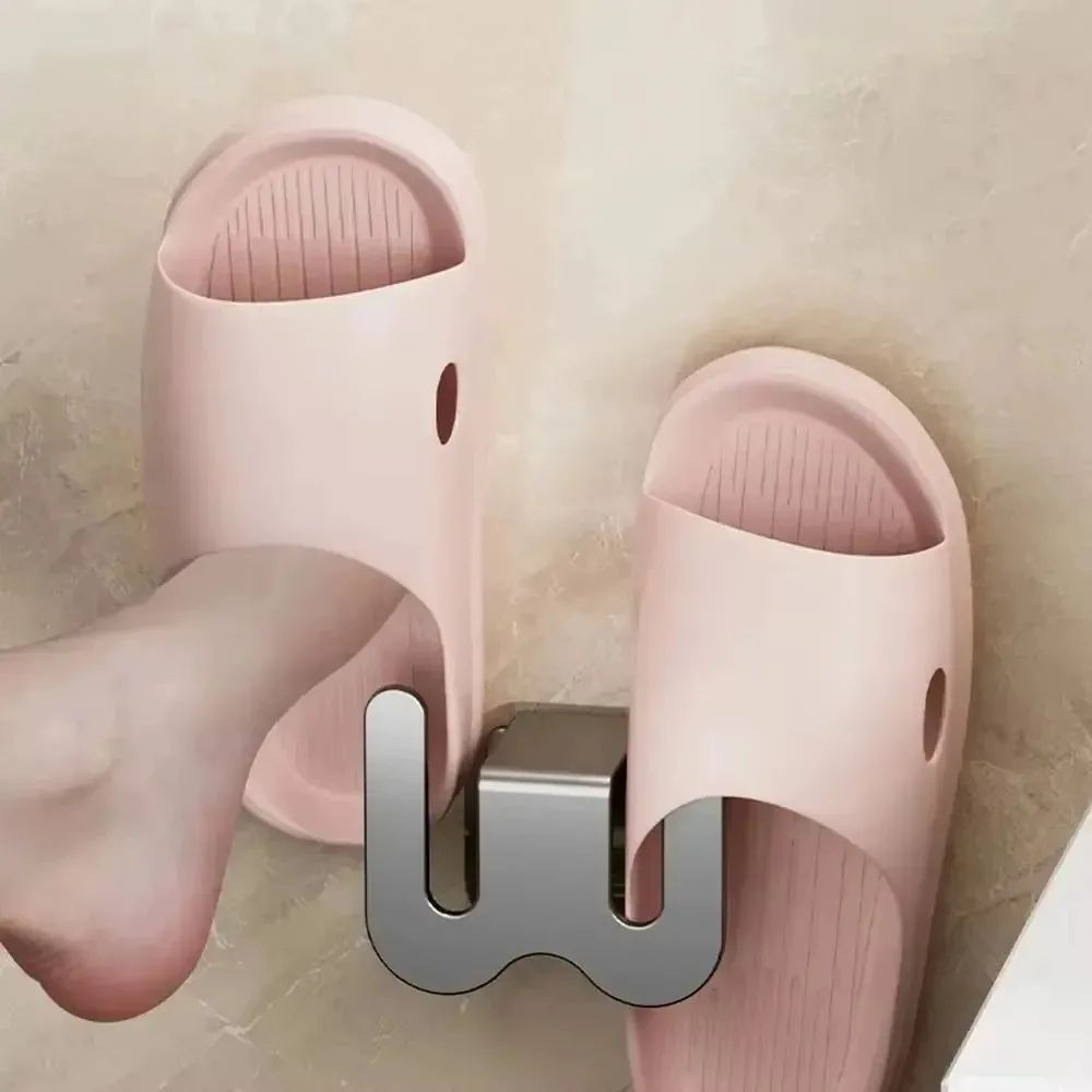 Wall Mounted Shoe Storage Rack with Drainage – Space-Saving Bathroom Slipper Holder