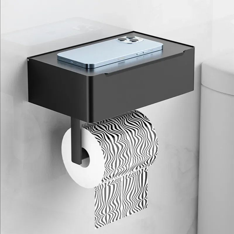 Modern Stainless Steel Toilet Paper Holder with Shelf & Wipes Dispenser