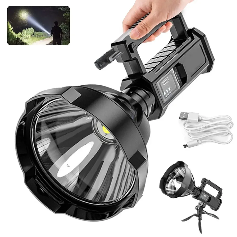 High-Power LED Flashlight Waterproof, USB Rechargeable, Searchlight for Fishing, Camping Outdoors