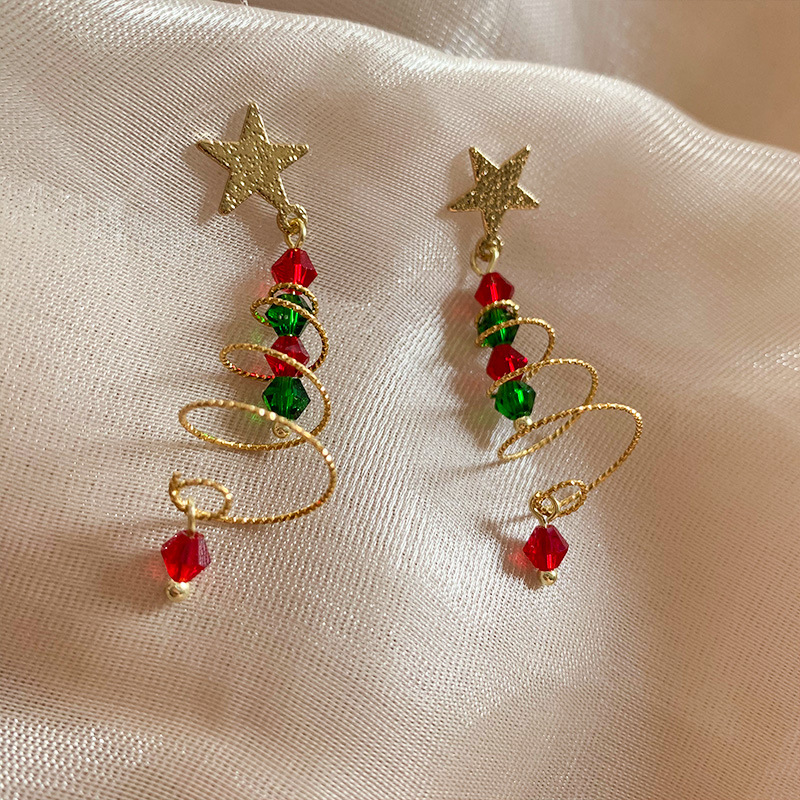 Creative Personalized Girl Gifts, Christmas Tree Star Pendant Earrings Women, Christmas Series Simple Advanced Rotating