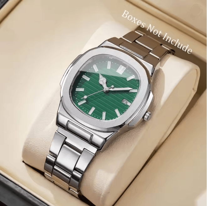 Luxury Square Dial Mens Quartz Watch Stainless Steel Business Style