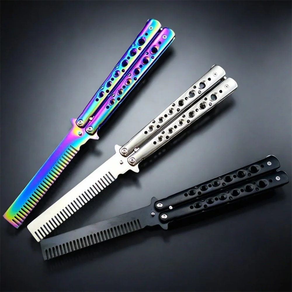 Stainless Steel Butterfly Folding Comb for Beard and Hair Styling