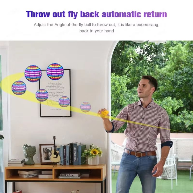LED Hand-Controlled Flying Orb Ball – Rechargeable Boomerang Spinner Toy