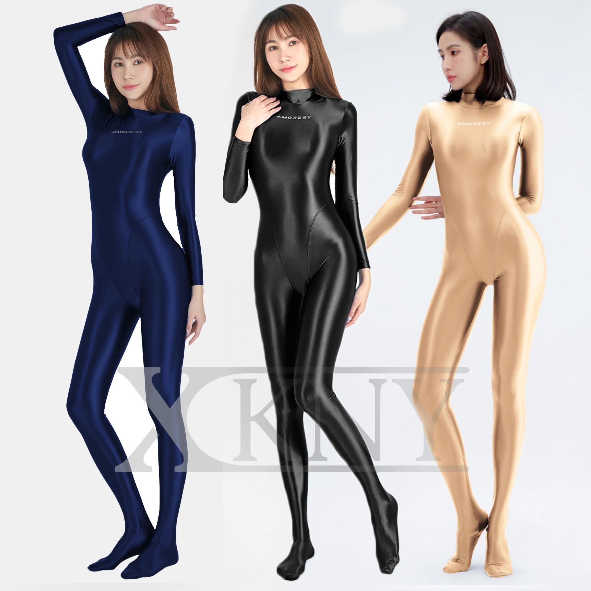 Satin Full Body Yoga Jumpsuit Long Sleeve