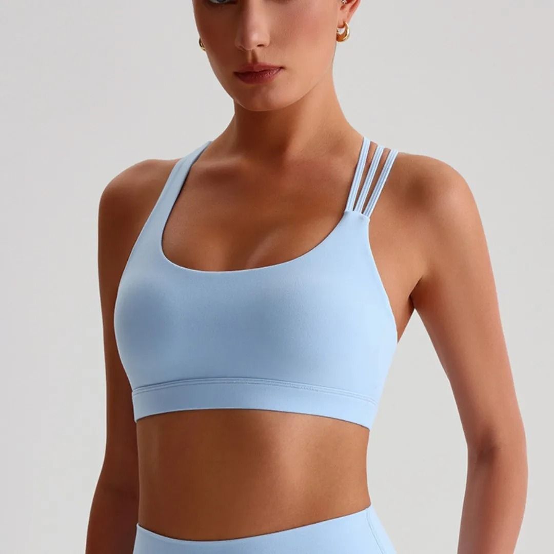 Solid Color Cross Back High-Strength Fitness Bra | Comprehensive Training Sport Top