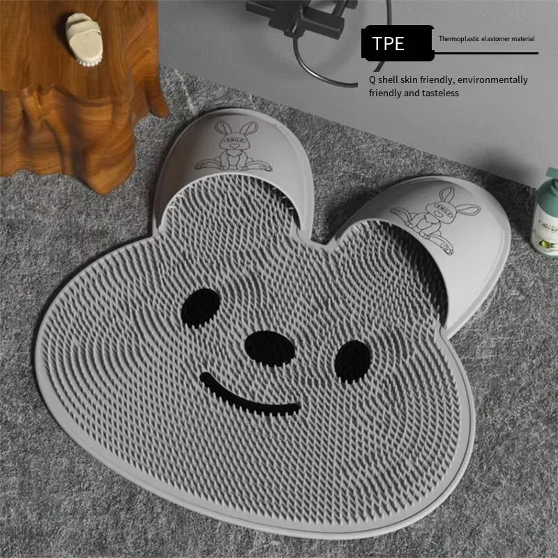 Silicone Anti Slip Foot Massage Shower Mat with Dead Skin Removal and Back Massage Nodes
