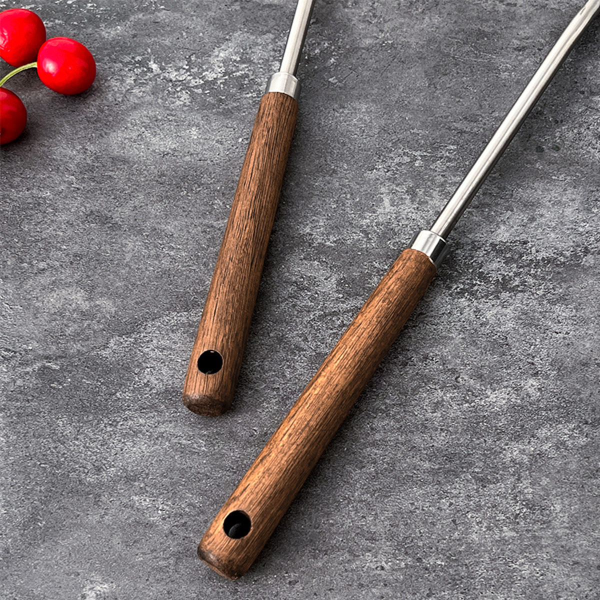 Stainless Steel Turner With Wooden Handle, Heat Resistant Long Handle Soup Ladle Spatula, Kitchen Cooking Utensils