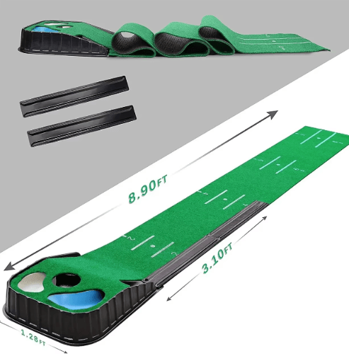 ReturnPro Golf Putting Trainer Mat – Realistic Indoor Putting Mat with Ball Return