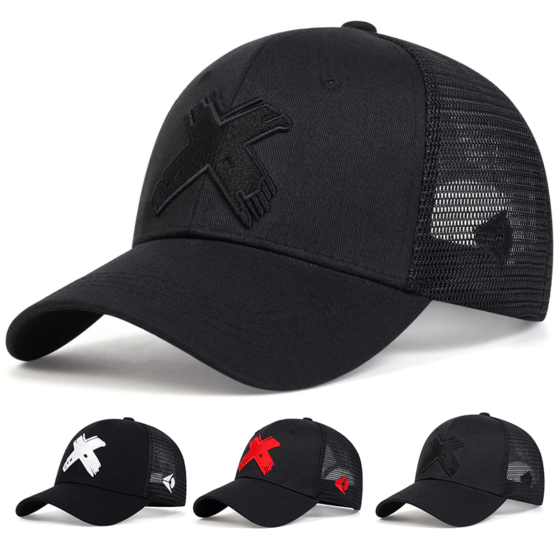 Spring Summer Outdoor Adjustable Casual Hats, Unisex X Letter Embroidery Baseball Net Caps, Sports Golf Sunscreen Cap