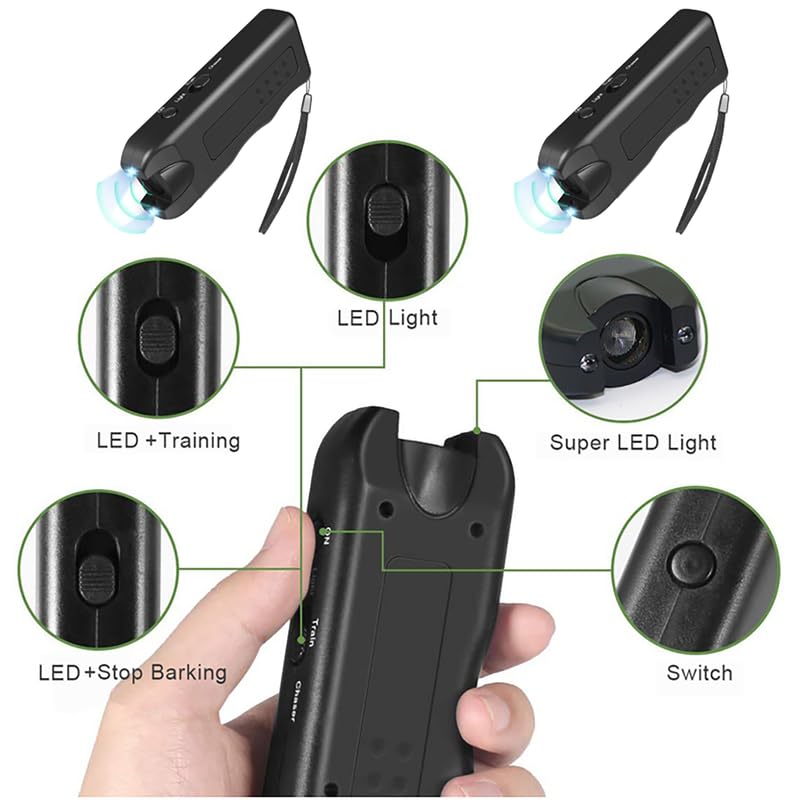 Anti-Barking 3-in-1 Dog Training Device, Ultrasonic Dog Repeller & Deterrent for Pets, Handheld & Portable