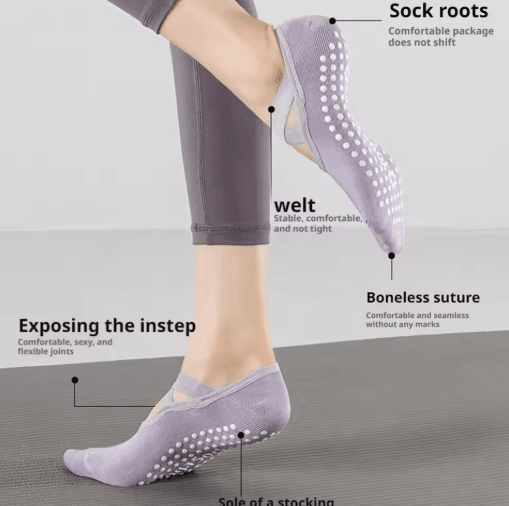 Professional Womens Anti Slip Yoga Socks Breathable Grip and Strap Pilates and Ballet Socks