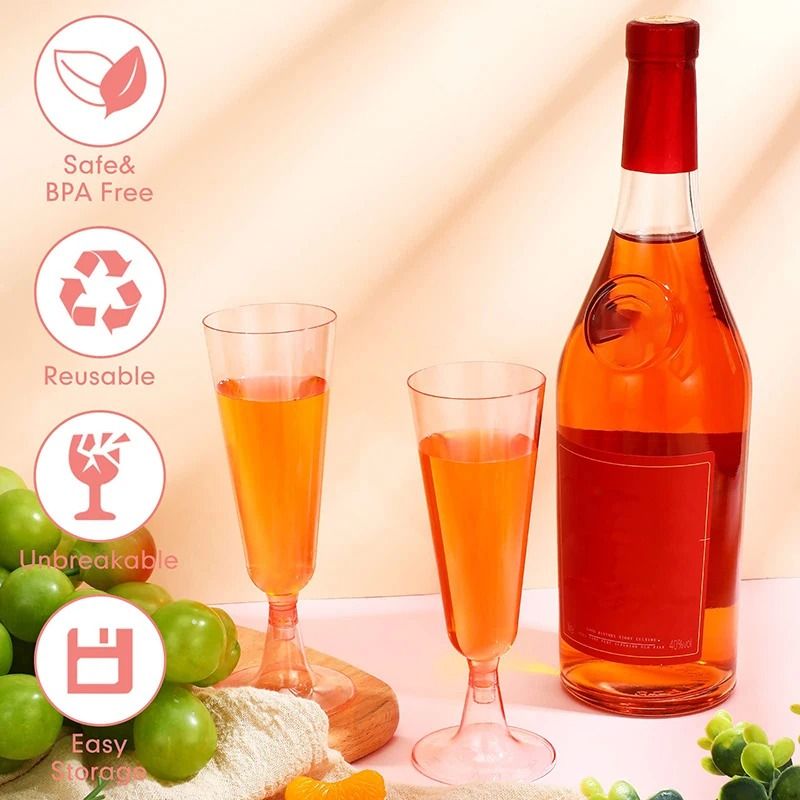 10-Piece Pink Disposable Champagne Flute Set