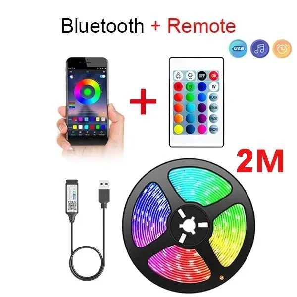 Tape Bluetooth USB LED Strip Light RGB Flexible Self Adhesive Lighting