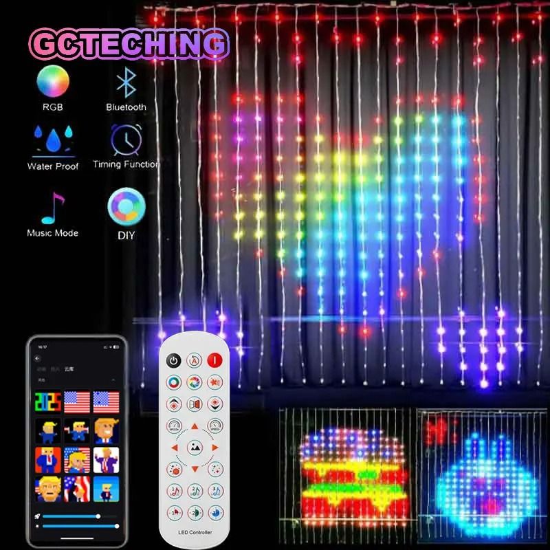 Smart RGB Curtain LED Lights with App Control and Music Sync