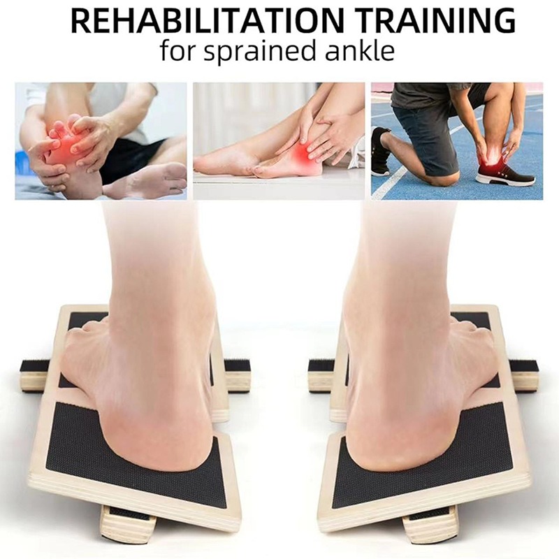 Non-slip Adjustable Balance Board for Sprained Ankle, Wooden Single Leg Foot Strengthener for Rehabilitation