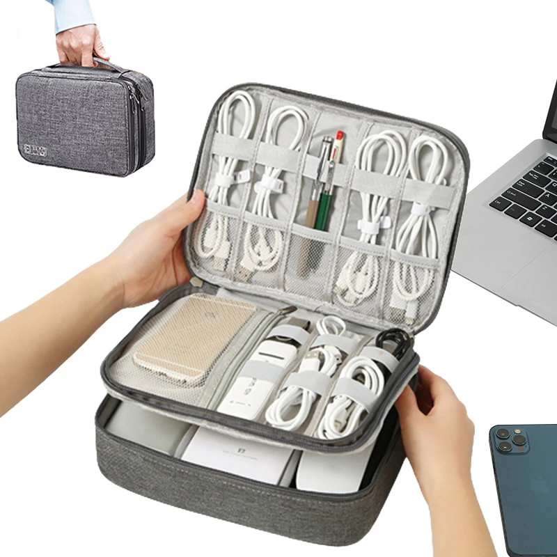 Waterproof Cable Storage Bag Digital Electronic Organizer USB Charger Plug Storage Portable Travel Cable Organizer