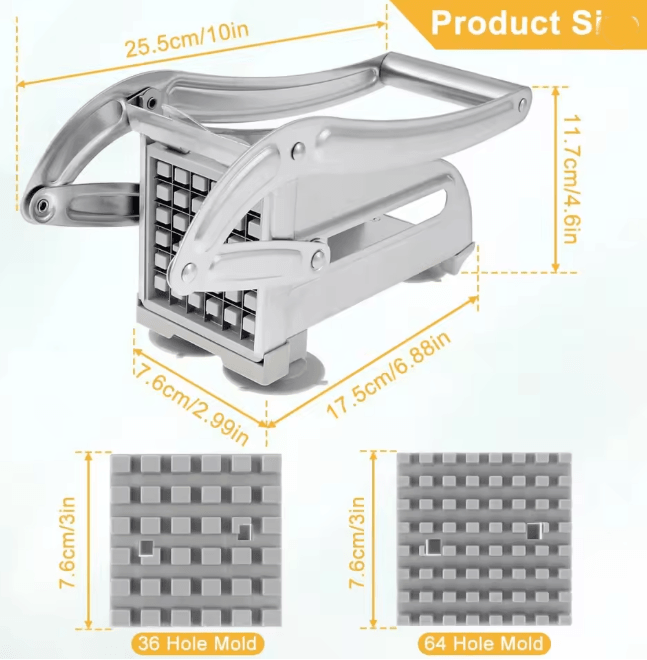 ProChef 4 in 1 Manual Potato Cutter French Fry Slicer Vegetable Chopper