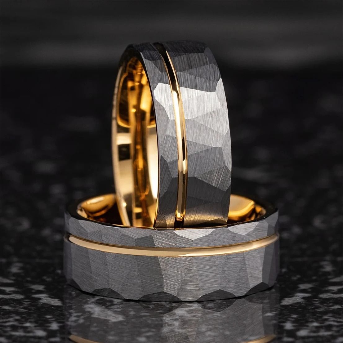 Hammered Tungsten Carbide Professional Wedding Band