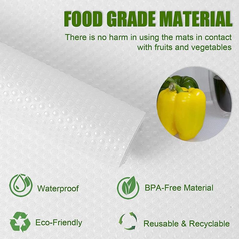 4PCS 17.7 x 11.8 in EVA Fridge Mats and Refrigerator Shelf Liners, Washable Waterproof Cut-to-Fit